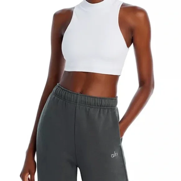 Alo Yoga - Goddess Mock Neck Rib Tank in White - Picture 3 of 3